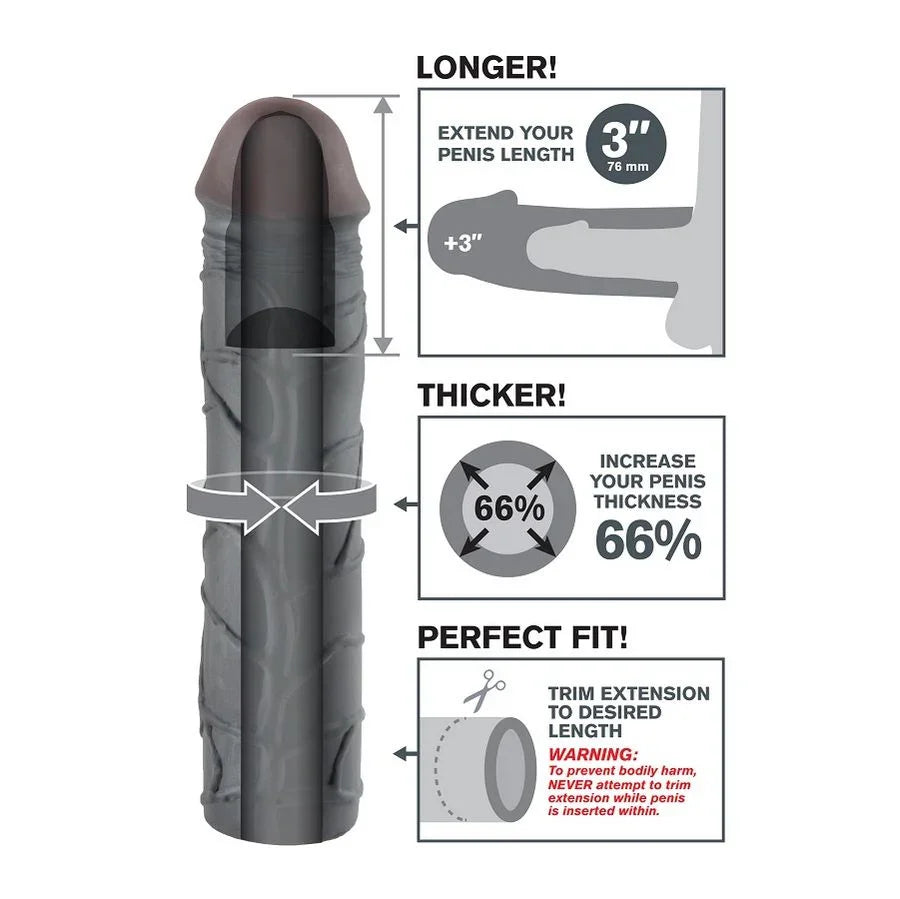 FANTASY X- TENSIONS - MEGA 3 EXTENSIÓN NEGRO PARA EL PENE - Nuvica