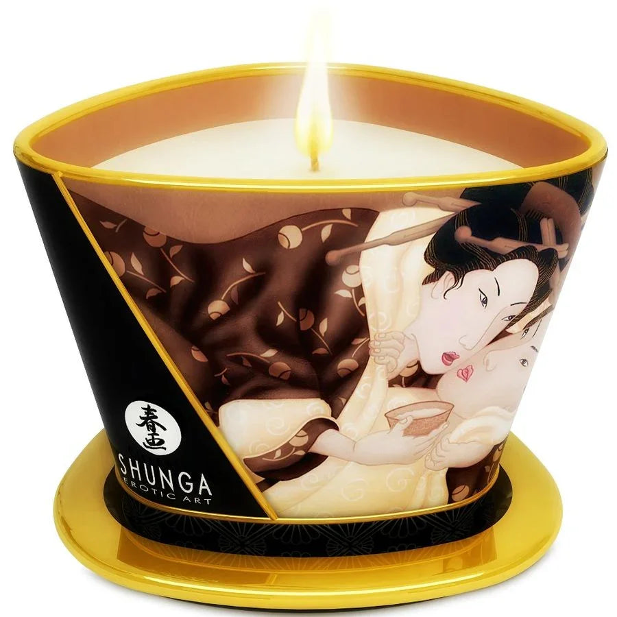 SHUNGA - MINI CARESS BY CANDELIGHT VELA MASAJE CHOCOLATE 170 ML - Nuvica