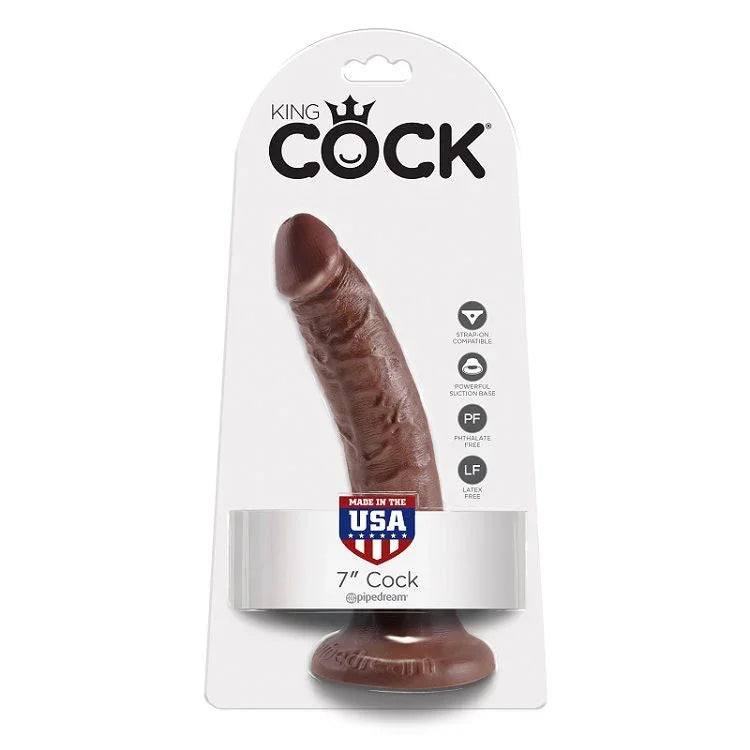 KING COCK - 7 PENE COLOR CHOCOLATE 17.8 CM - Nuvica