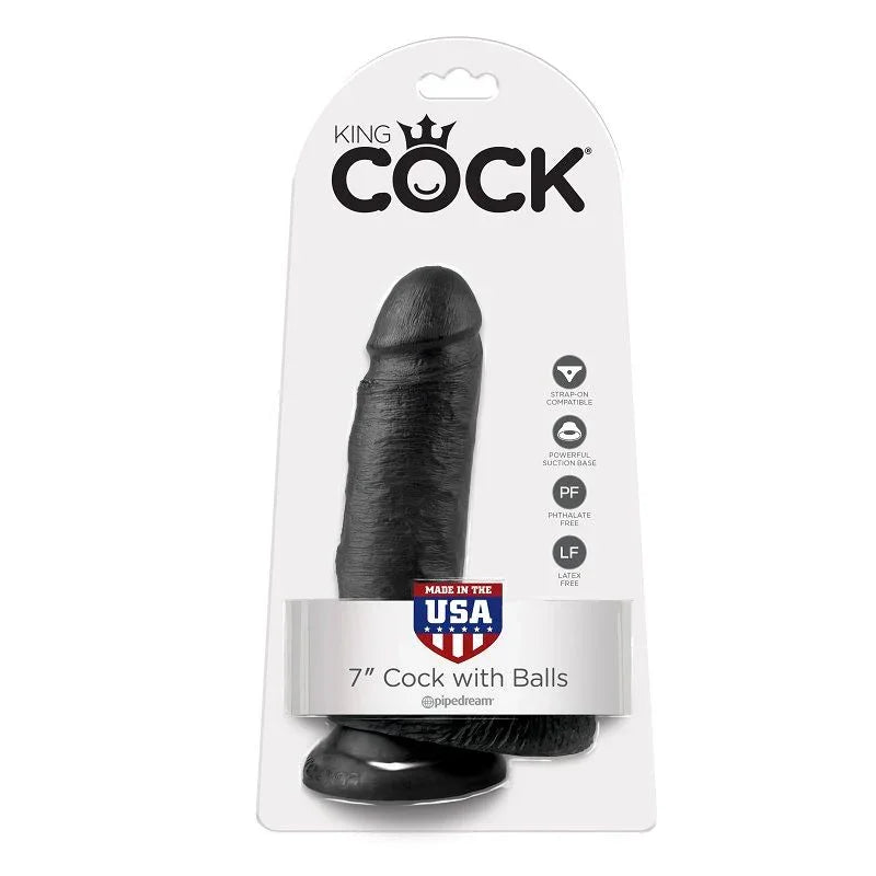 KING COCK - 7 PENE REALÍSTICO NEGRO 17.8 CM - Nuvica