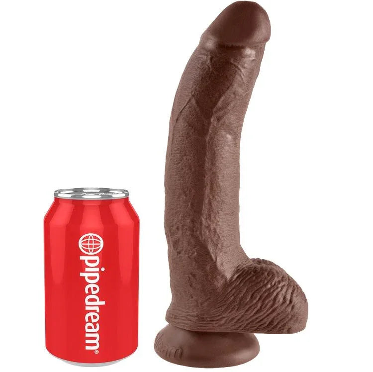KING COCK - 9 PENE REALÍSTICO MARRÓN 22.9 CM - Nuvica