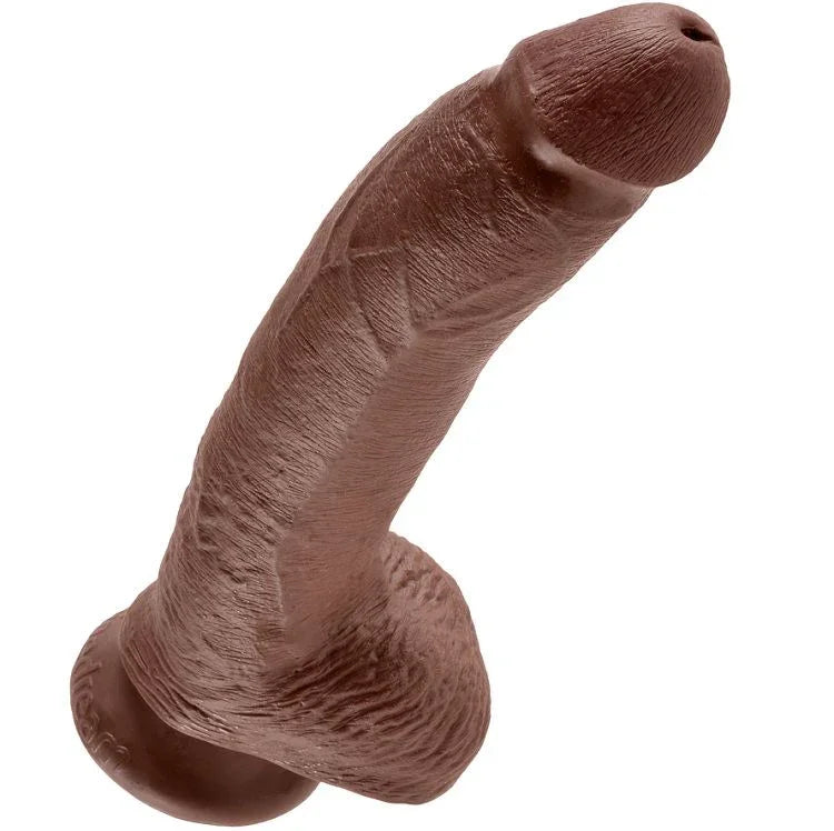 KING COCK - 9 PENE REALÍSTICO MARRÓN 22.9 CM - Nuvica