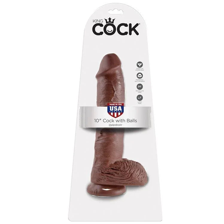 KING COCK - 10 PENE REALÍSTICO MARRÓN 26.5 CM - Nuvica