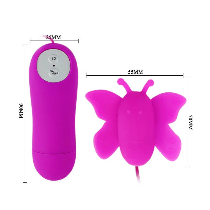 BAILE - ESTIMULADOR DE CLÍTORIS MARIPOSA LOVE EGGS 12 VELOCIDADES LILA CONTROL REMOTO - Nuvica