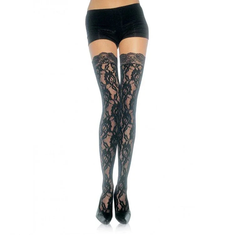 LEG AVENUE - MEDIAS DE ENCAJE FLORAL - Nuvica