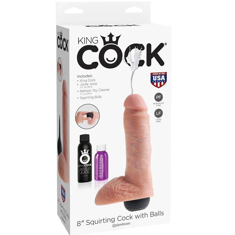KING COCK - PENE REALÍSTICO EYACULADOR NATURAL 20.32 CM - Nuvica