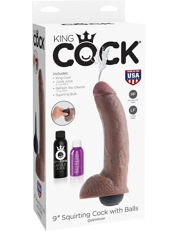 KING COCK - PENE REALÍSTICO EYACULADOR MARRÓN 22.86 CM - Nuvica