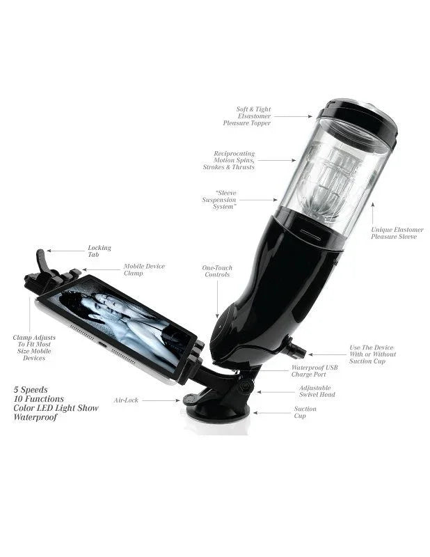 EXTREME TOYZ - PDX MEGA BATOR USB MASTURBADOR MASCULINO ANO NEGRO - Nuvica