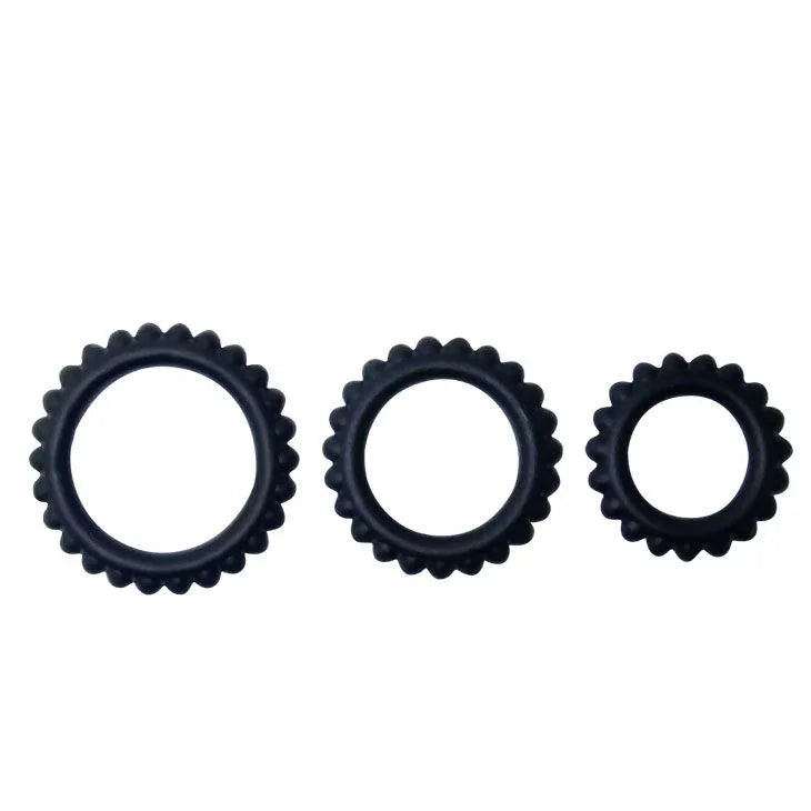 BAILE - TITAN SET 3 PCS COCK RING BLACK 2.8 + 2.4 + 1.9 CM - Nuvica