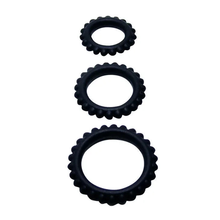 BAILE - TITAN SET 3 PCS COCK RING BLACK 2.8 + 2.4 + 1.9 CM - Nuvica