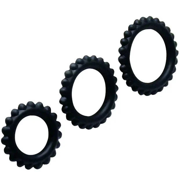 BAILE - TITAN SET 3 PCS COCK RING BLACK 2.8 + 2.4 + 1.9 CM - Nuvica
