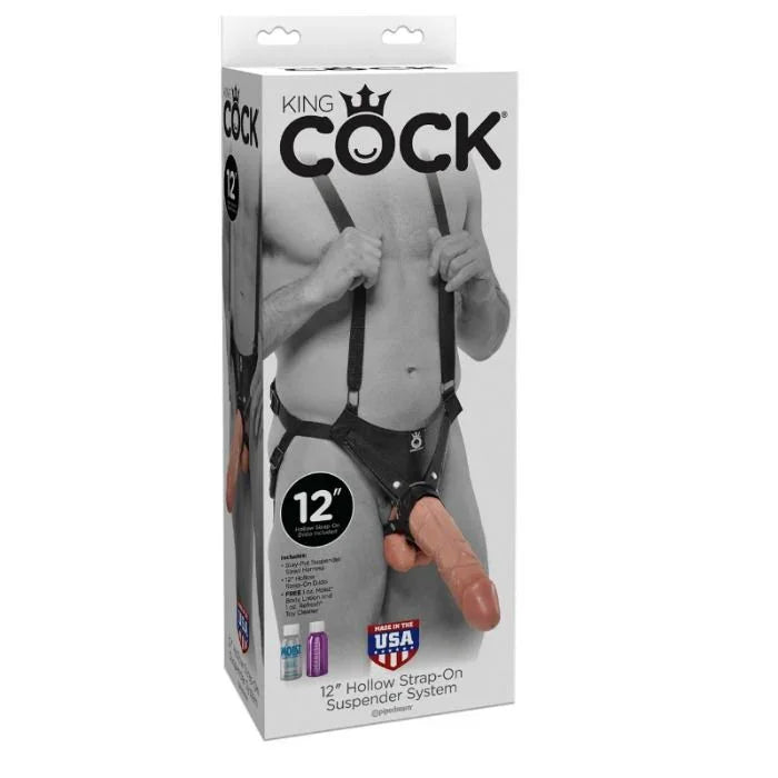 KING COCK - STRAP-ON CON DILDO HUECO 30.5 CM Y TIRANTES COLOR CARNE - Nuvica