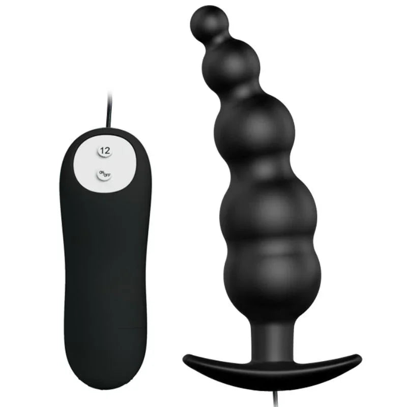 PRETTY LOVE - PLUG ANAL SILICONA ESTIMULACIÓN EXTRA Y 12 MODOS VIBRACIÓN NEGRO CONTROL REMOTO - Nuvica