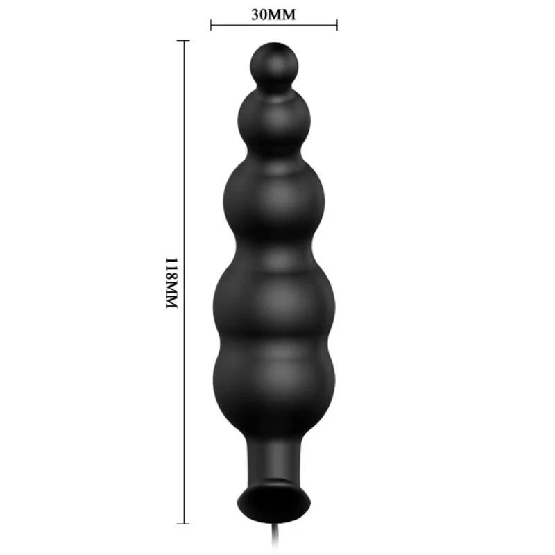 PRETTY LOVE - PLUG ANAL SILICONA ESTIMULACIÓN EXTRA Y 12 MODOS VIBRACIÓN NEGRO CONTROL REMOTO - Nuvica