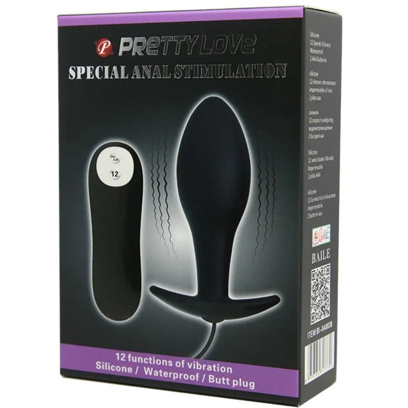 PRETTY LOVE - PLUG ANAL SILICONA FORMA ANCLA 12 MODOS VIBRACIÓN NEGRO - Nuvica