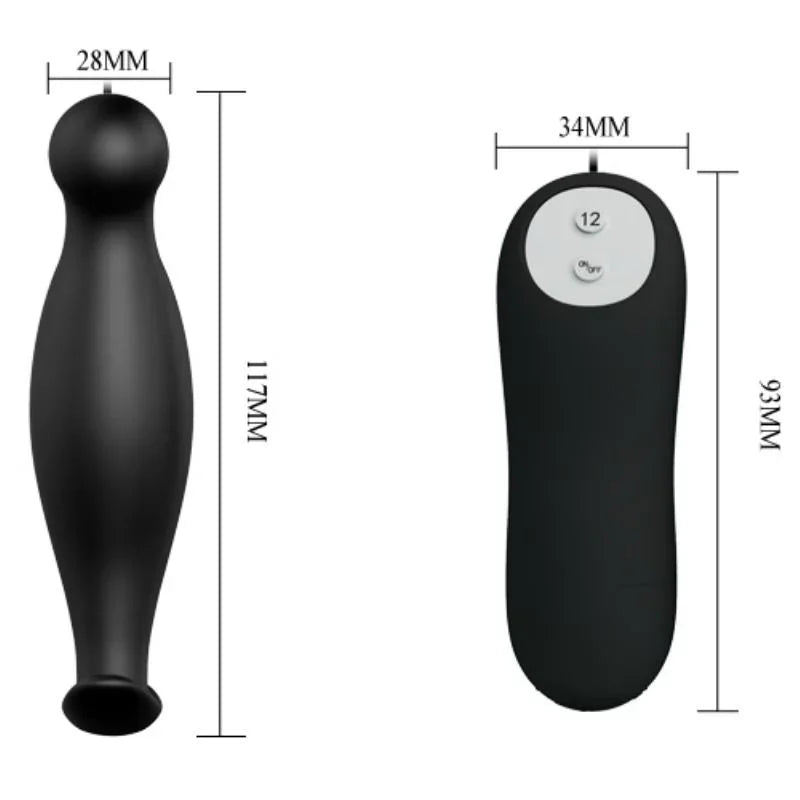 PRETTY LOVE - PLUG ANAL SILICONA 12 MODOS VIBRACIÓN NEGRO - Nuvica