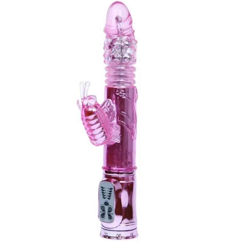 BAILE - VIBRADOR RECARGABLE CON ROTACION Y ESTIMULADOR THROBBING BUTTERF - Nuvica