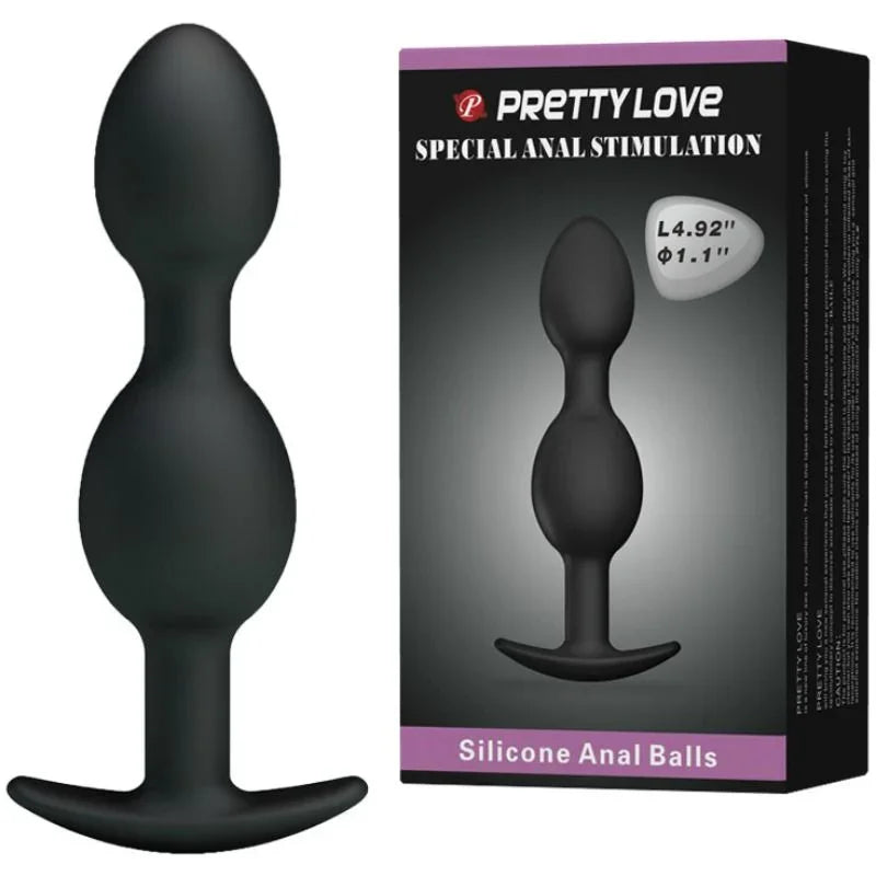 PRETTY LOVE - BOLAS ANALES SILICONA 12.5 CM NEGRO - Nuvica