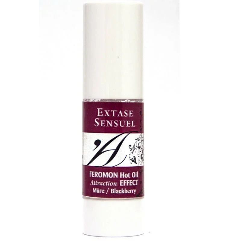 EXTASE SENSUAL - ACEITE MASAJE EFECTO CALOR CON FEROMONAS MORA 30 ML - Nuvica