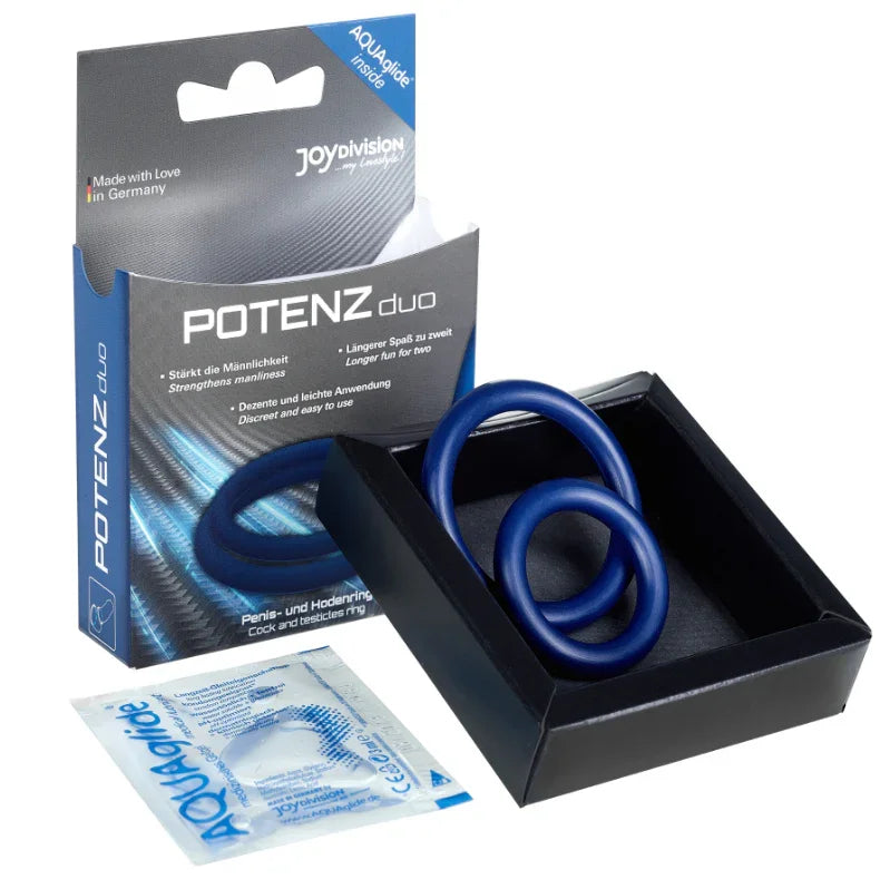 JOYDIVISION POTENZDUO - ANILLOS PARA PENE AZUL - M - Nuvica