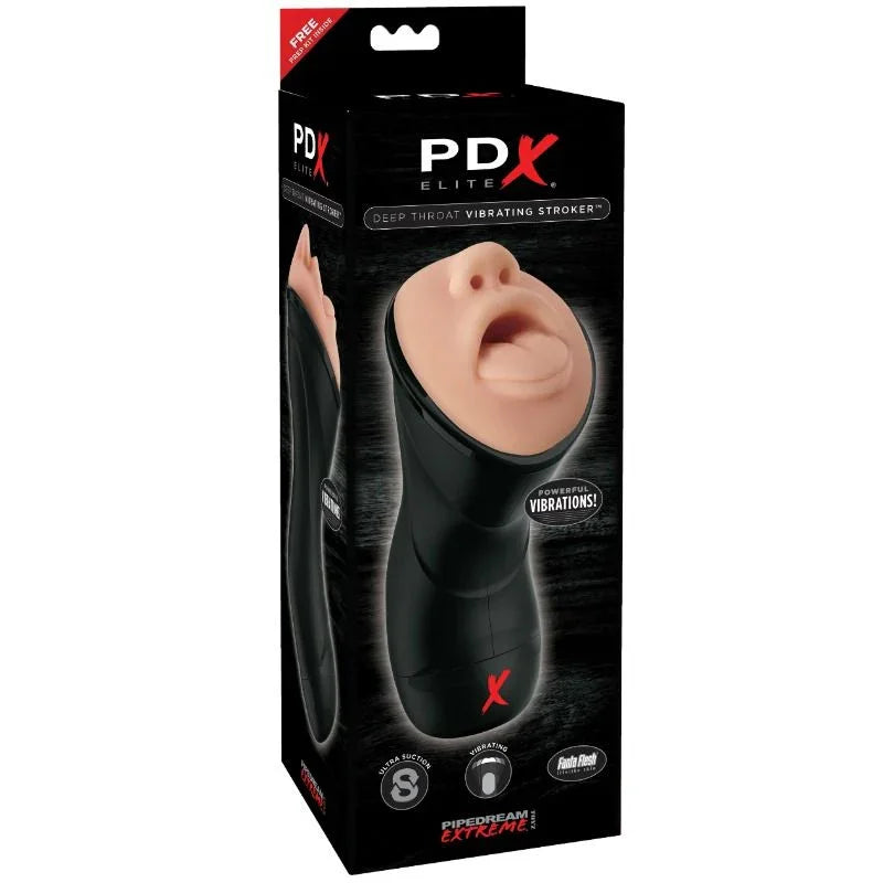 PDX ELITE - STROKER REALÍSTICO GARGANTA PROFUNDA CON VIBRACIÓN - Nuvica
