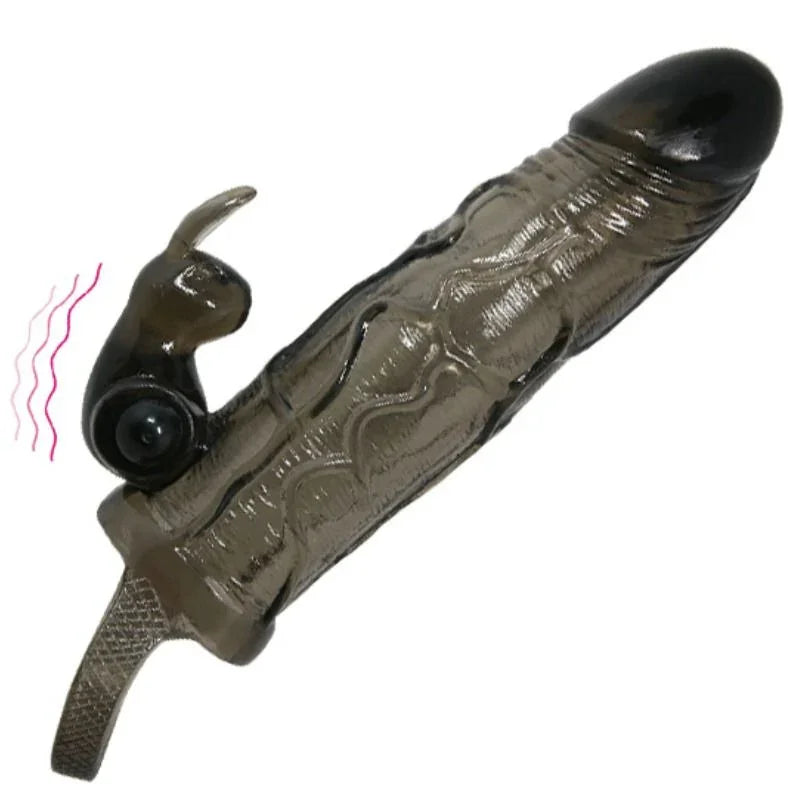 BAILE - BRAVE MAN FUNDA REALISTICA PENE CON RABBIT 16.5 CM NEGRO - Nuvica
