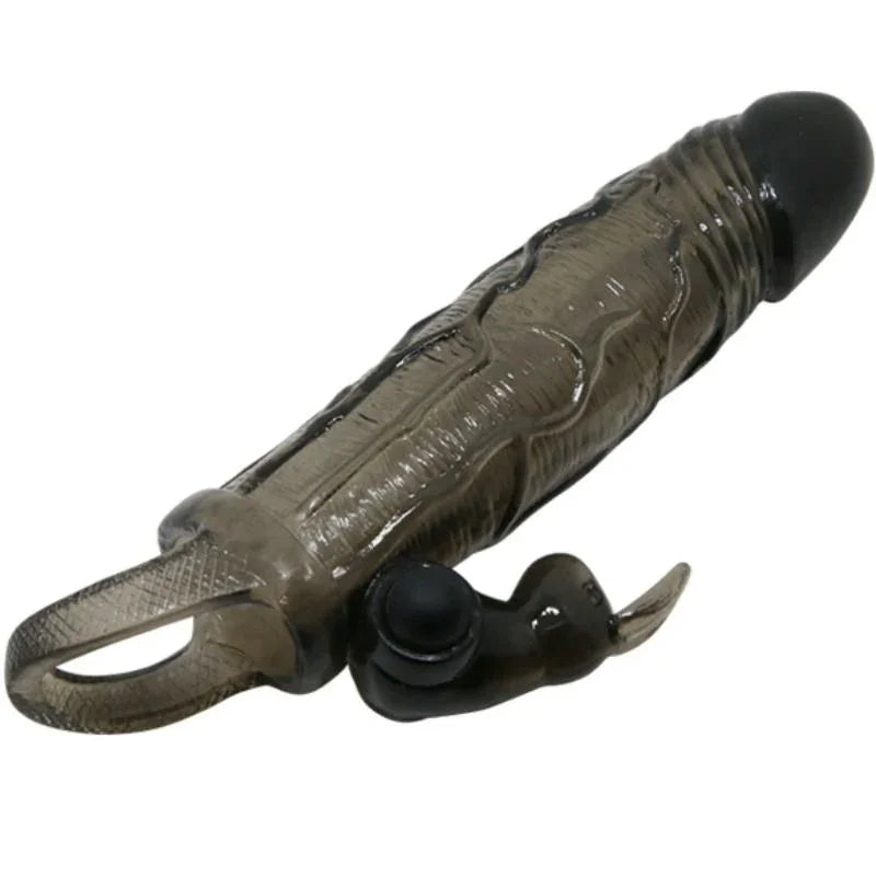 BAILE - BRAVE MAN FUNDA REALISTICA PENE CON RABBIT 16.5 CM NEGRO - Nuvica