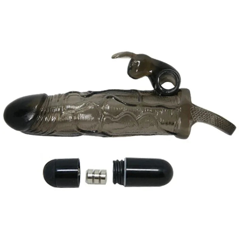 BAILE - BRAVE MAN FUNDA REALISTICA PENE CON RABBIT 16.5 CM NEGRO - Nuvica