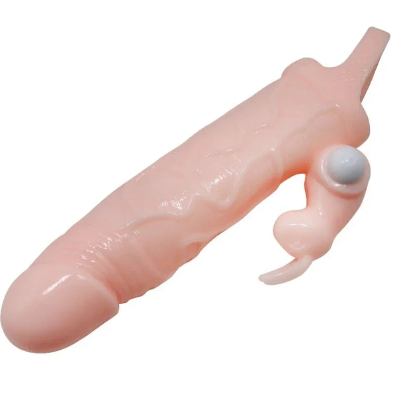 BAILE - BRAVE MAN FUNDA PENE CON RABBIT VIBRADOR 16.5 CM NATURAL - Nuvica