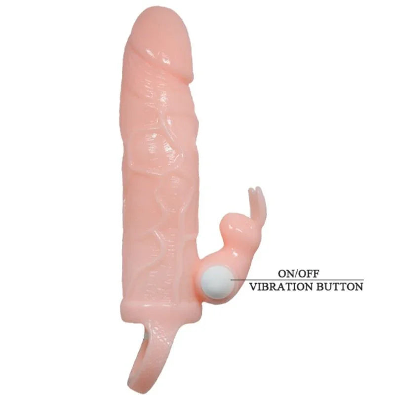 BAILE - BRAVE MAN FUNDA PENE CON RABBIT VIBRADOR 16.5 CM NATURAL - Nuvica