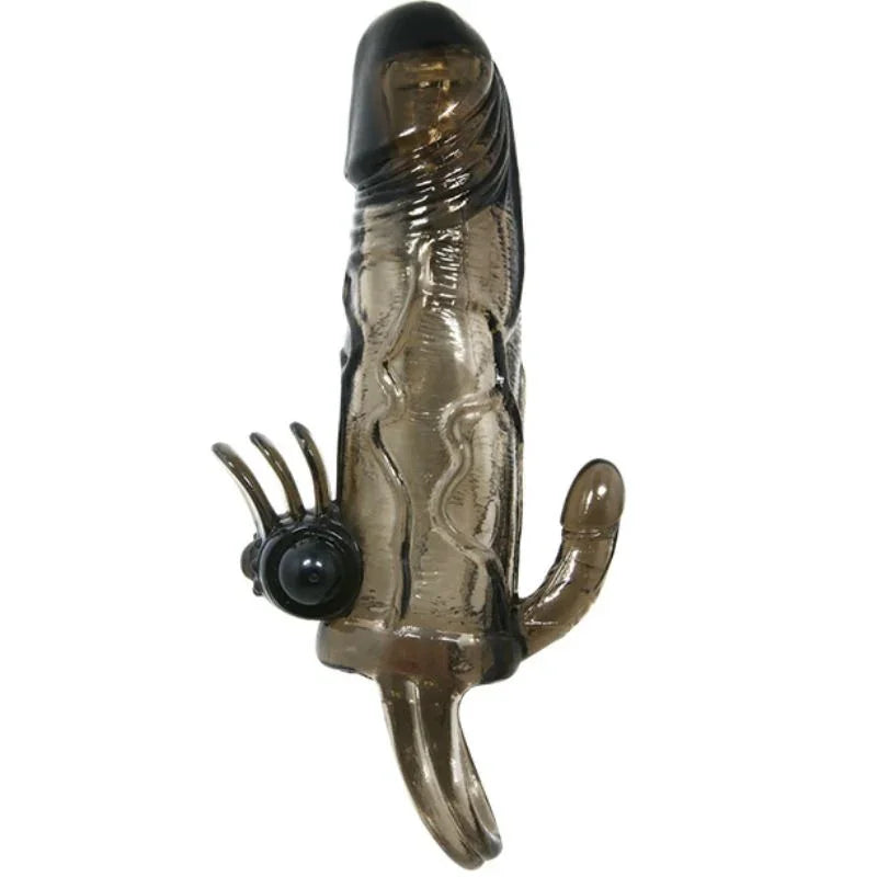 BAILE - BRAVE MAN FUNDA PENE ANAL Y CLITORIS VIBRADOR 16.5 CM NEGRO - Nuvica