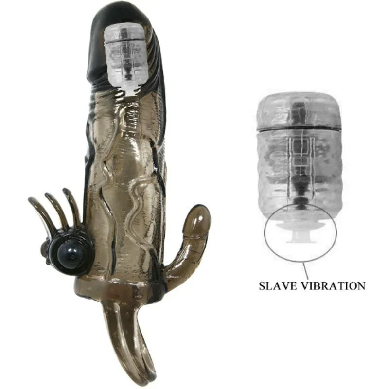 BAILE - BRAVE MAN FUNDA PENE ANAL Y CLITORIS VIBRADOR 16.5 CM NEGRO - Nuvica