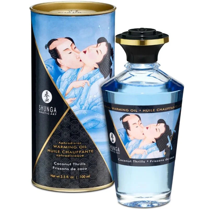 SHUNGA - ACEITE MASAJE EFECTO CALOR SABOR COCO 100 ML - Nuvica