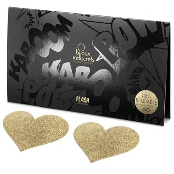 BIJOUX - INDISCRETS PEZONERAS FLASH CORAZÓN DORADO - Nuvica