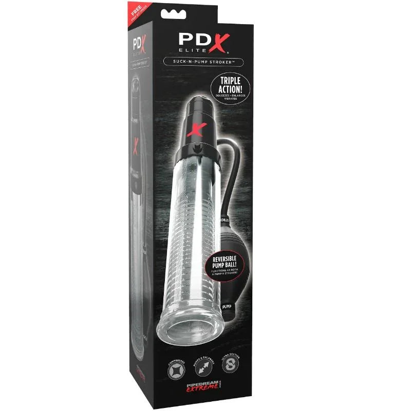 PDX ELITE - BOMBA DE ONDAS ESTIMULADORAS MASTURBADORA CON VIBRACIÓN SUCK N PUMP STROKER - Nuvica