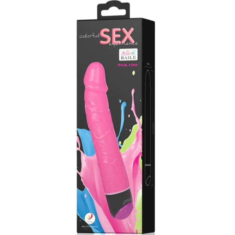 BAILE - COLORFUL SEX VIBRADOR REALÍSTICO ROSA 23 CM - Nuvica