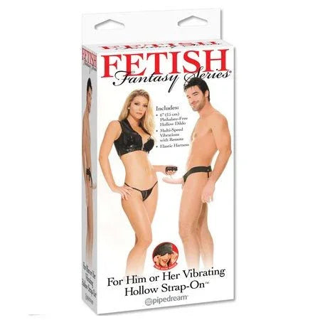 FETISH FANTASY SERIES - ARNÉS HUECO VIBRADOR PARA EL Y ELLA NATURAL 14CM - Nuvica
