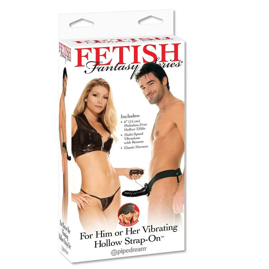 FETISH FANTASY SERIES - ARNÉS HUECO VIBRADOR PARA EL Y ELLA NEGRO 14CM - Nuvica