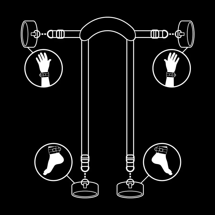 FETISH SUBMISSIVE - POSICIÓN MASTER CON 4 ESPOSAS CON FORRO DE NEOPRENO - Nuvica