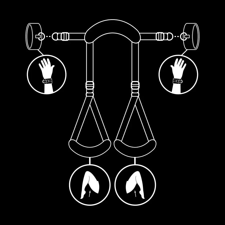 FETISH SUBMISSIVE - POSICIÓN PIERNAS ABIERTAS CON ESPOSAS CON FORRO DE NEOPRENO - Nuvica