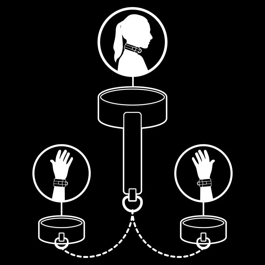 FETISH SUBMISSIVE - COLLAR Y ESPOSAS CUERO VEGANO CON FORRO DE NEOPRENO - Nuvica