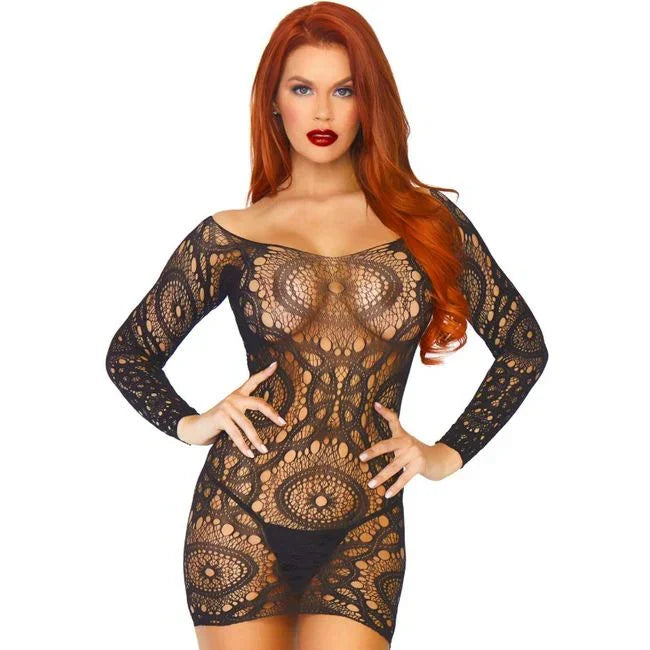 LEG AVENUE - MINI VESTIDO ENCAJE DE GANCHILLOS T.U. - Nuvica