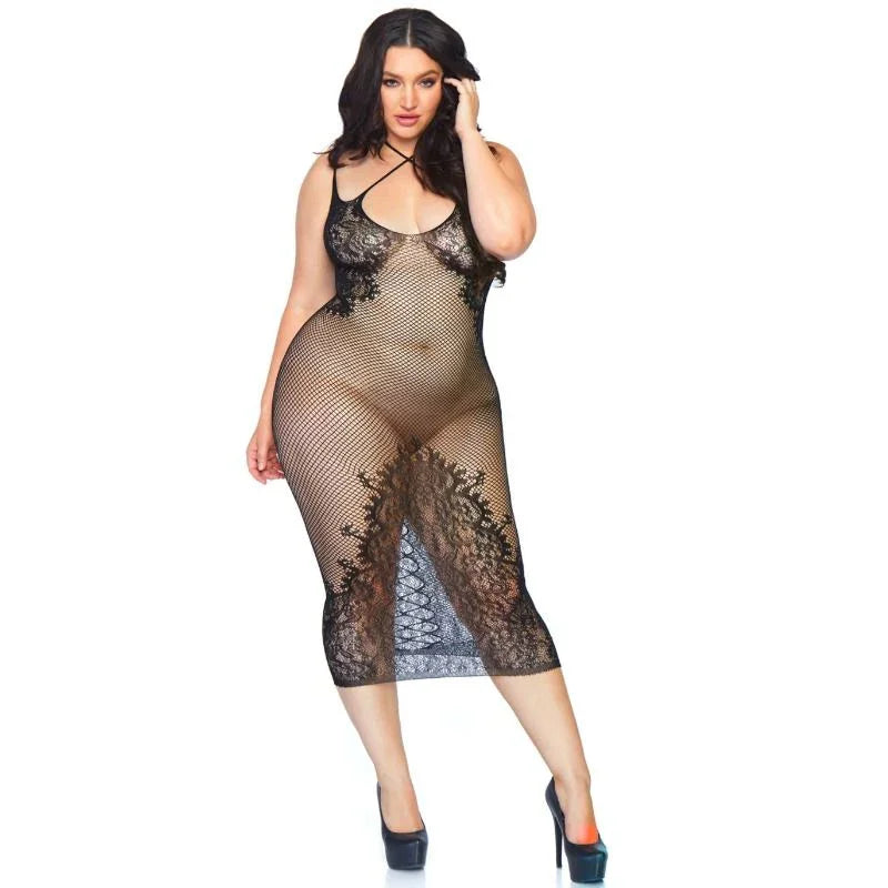 LEG AVENUE - VESTIDO EN CUERPO DE RED 1X-2X - Nuvica