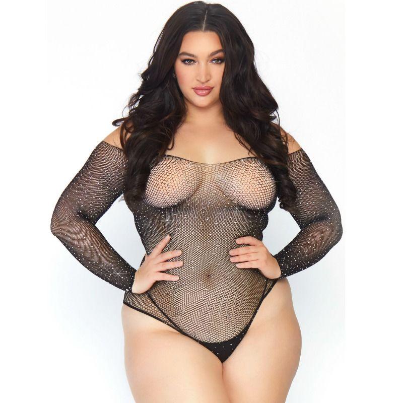 LEG AVENUE - CRYSTALIZED FISHNET BODYSTOCKING 1X-2X - Nuvica
