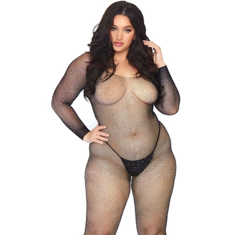 LEG AVENUE - BODYSTOCKING EN RED CON BRILLANTE 1X-2X - Nuvica