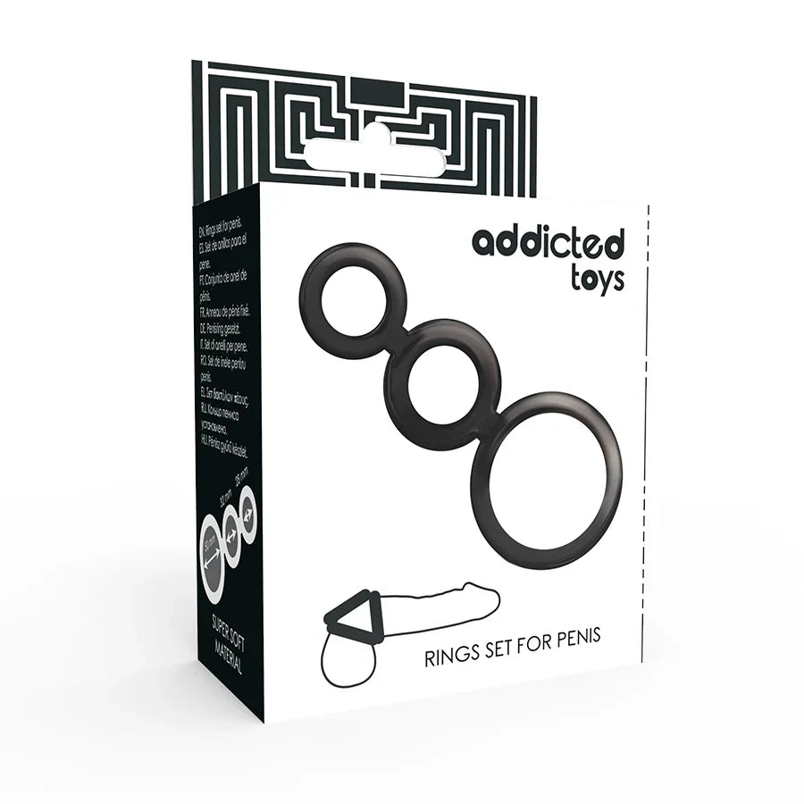 ADDICTED TOYS - SET ANILLOS PENE Y TESTÍCULOS - AHUMADO - Nuvica