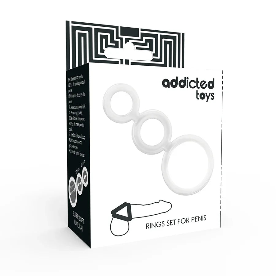 ADDICTED TOYS - SET ANILLOS PENE Y TESTÍCULOS CLEAR - Nuvica