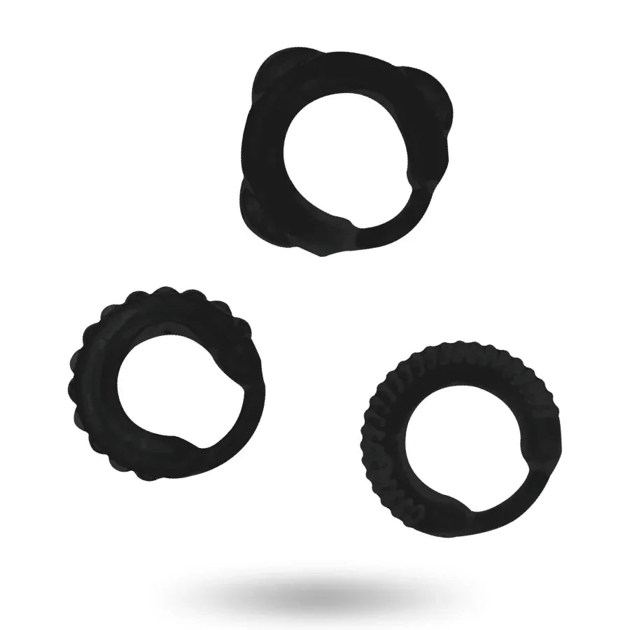 ADDICTED TOYS - SET 3 ANILLOS PENE NEGRO - Nuvica