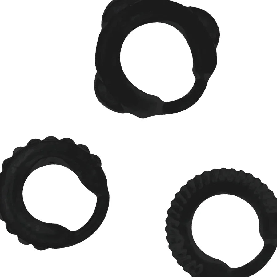 ADDICTED TOYS - SET 3 ANILLOS PENE NEGRO - Nuvica