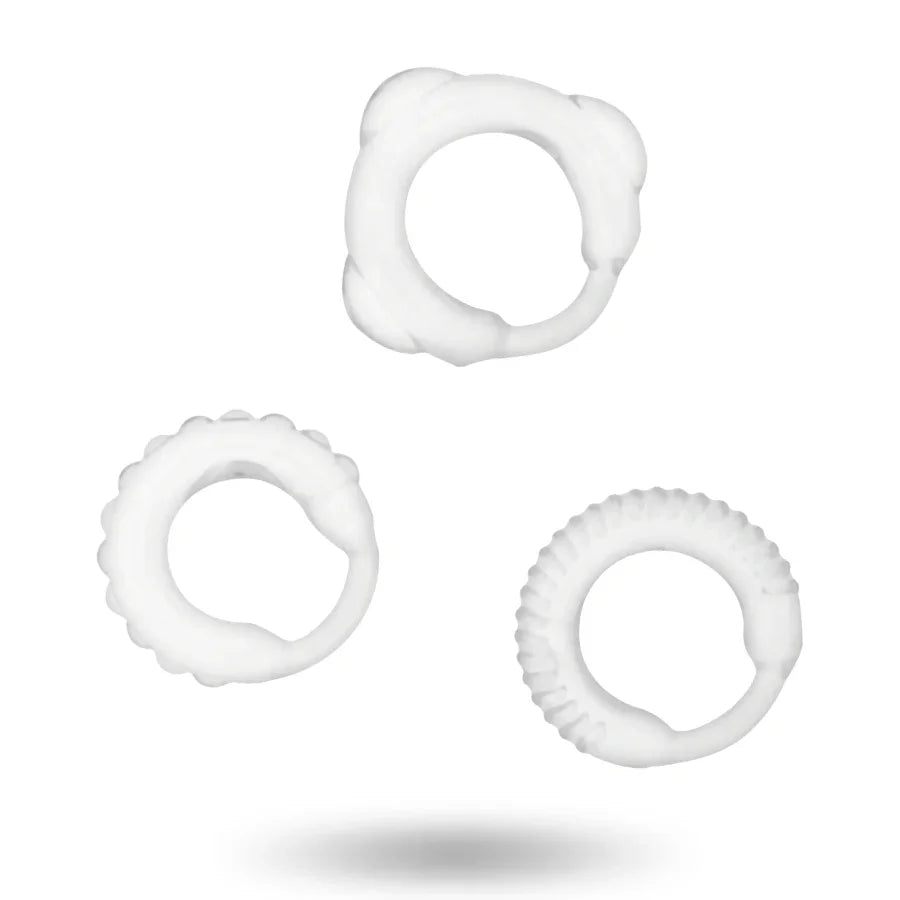 ADDICTED TOYS - SET 3 ANILLOS PENE CLEAR - Nuvica